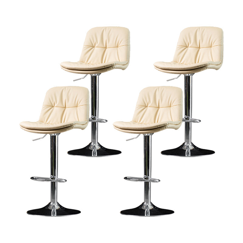 Indoor Adjustable Swivel Bar Stool Bucket Footrest Backrest Counter Stool Off-White Silver 4 Piece Set Clearhalo 'Bar Furniture' 'Bar Stools' 'bar_stools' 'furn' 'furn_bar_stools' 'furniture_bar_stools' 'Kitchen & Dining Furniture' 'kitchen&dining_furn' 'kitchen' 'kitchen_furn' Furniture' 4374465