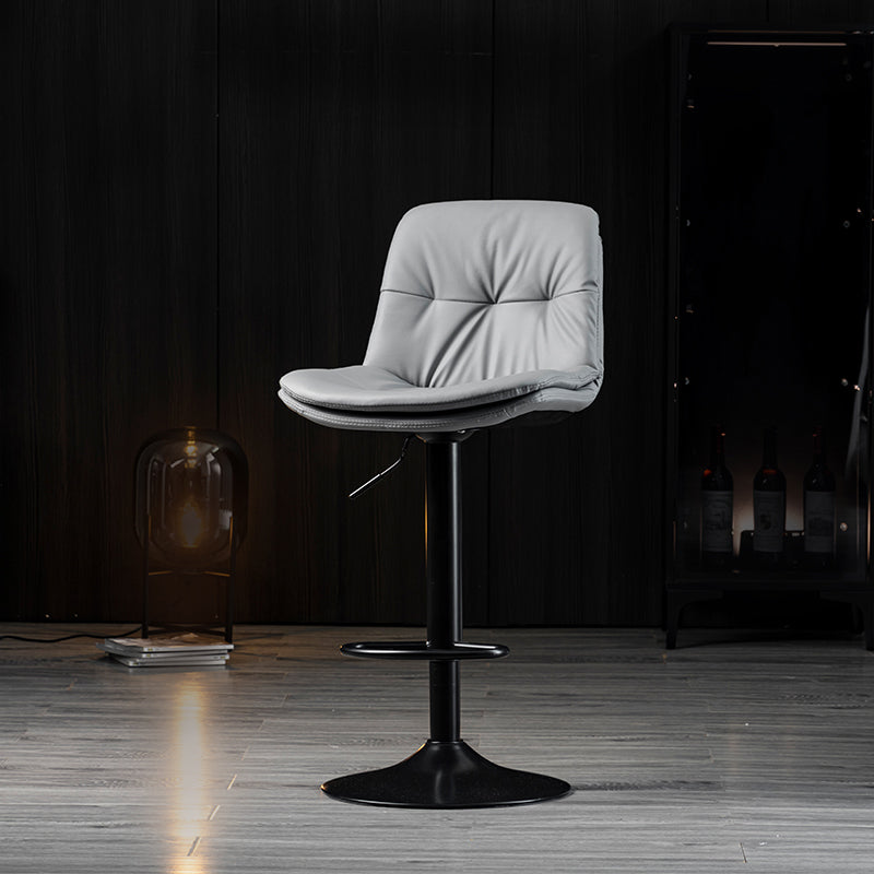 Indoor Adjustable Swivel Bar Stool Bucket Footrest Backrest Counter Stool Light Gray Black 1 Piece Clearhalo 'Bar Furniture' 'Bar Stools' 'bar_stools' 'furn' 'furn_bar_stools' 'furniture_bar_stools' 'Kitchen & Dining Furniture' 'kitchen&dining_furn' 'kitchen' 'kitchen_furn' Furniture' 4374468