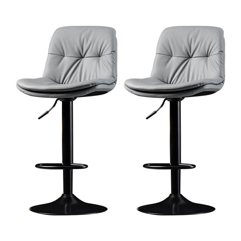 Indoor Adjustable Swivel Bar Stool Bucket Footrest Backrest Counter Stool Light Gray Black 2 Piece Set Clearhalo 'Bar Furniture' 'Bar Stools' 'bar_stools' 'furn' 'furn_bar_stools' 'furniture_bar_stools' 'Kitchen & Dining Furniture' 'kitchen&dining_furn' 'kitchen' 'kitchen_furn' Furniture' 4374469