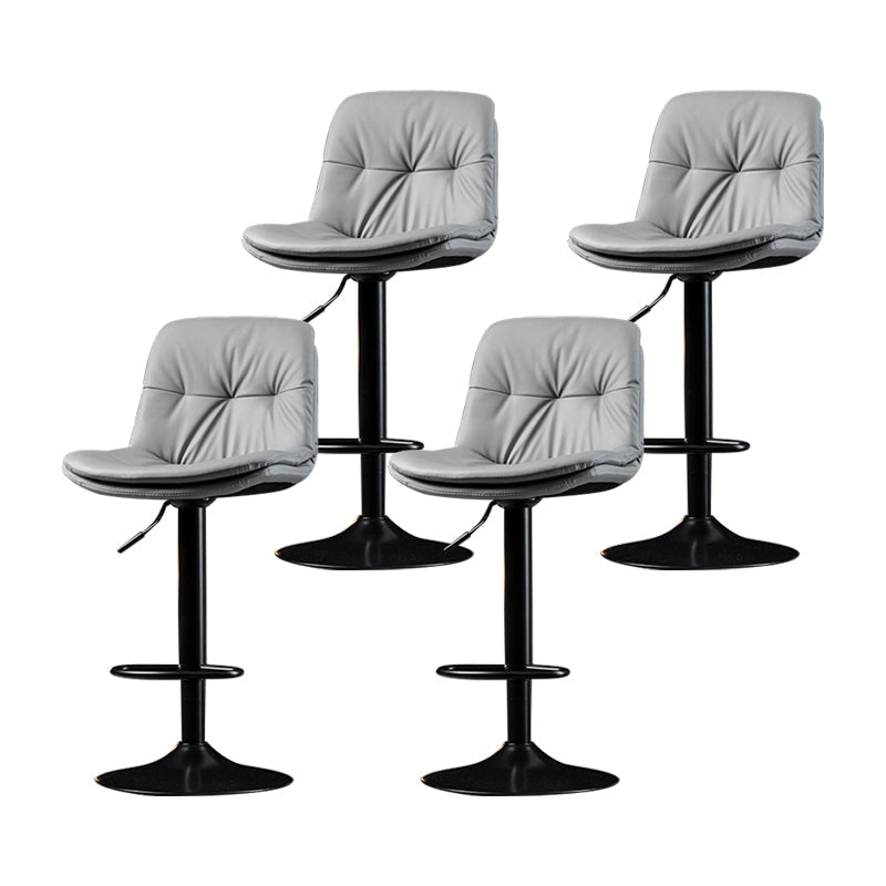 Indoor Adjustable Swivel Bar Stool Bucket Footrest Backrest Counter Stool Light Gray Black 4 Piece Set Clearhalo 'Bar Furniture' 'Bar Stools' 'bar_stools' 'furn' 'furn_bar_stools' 'furniture_bar_stools' 'Kitchen & Dining Furniture' 'kitchen&dining_furn' 'kitchen' 'kitchen_furn' Furniture' 4374471
