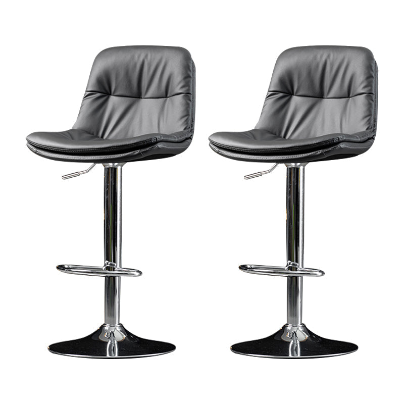 Indoor Adjustable Swivel Bar Stool Bucket Footrest Backrest Counter Stool Dark Gray Black 2 Piece Set Clearhalo 'Bar Furniture' 'Bar Stools' 'bar_stools' 'furn' 'furn_bar_stools' 'furniture_bar_stools' 'Kitchen & Dining Furniture' 'kitchen&dining_furn' 'kitchen' 'kitchen_furn' Furniture' 4374475