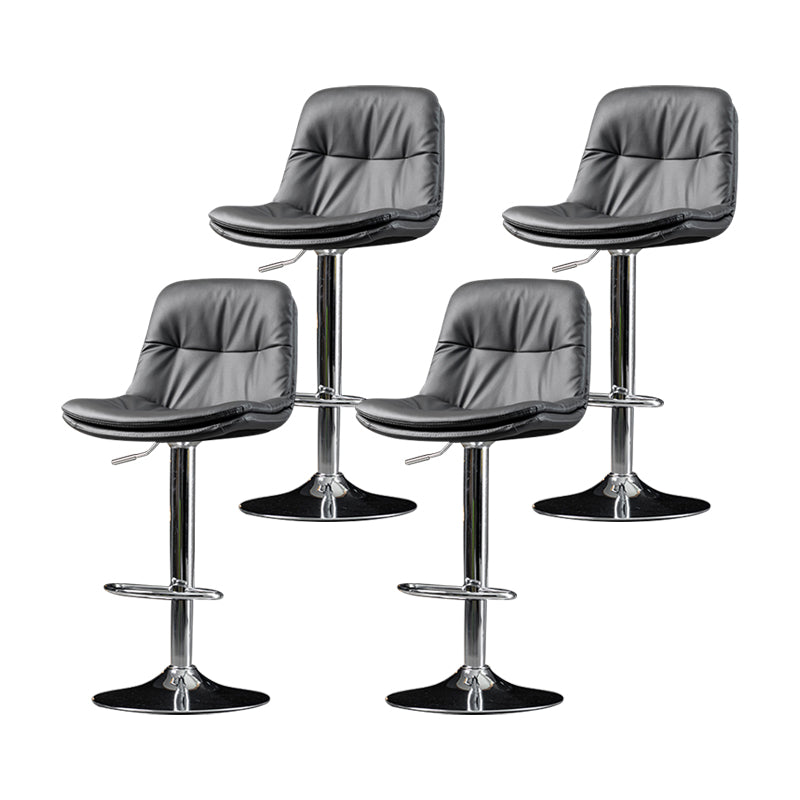 Indoor Adjustable Swivel Bar Stool Bucket Footrest Backrest Counter Stool Dark Gray Silver 4 Piece Set Clearhalo 'Bar Furniture' 'Bar Stools' 'bar_stools' 'furn' 'furn_bar_stools' 'furniture_bar_stools' 'Kitchen & Dining Furniture' 'kitchen&dining_furn' 'kitchen' 'kitchen_furn' Furniture' 4374477