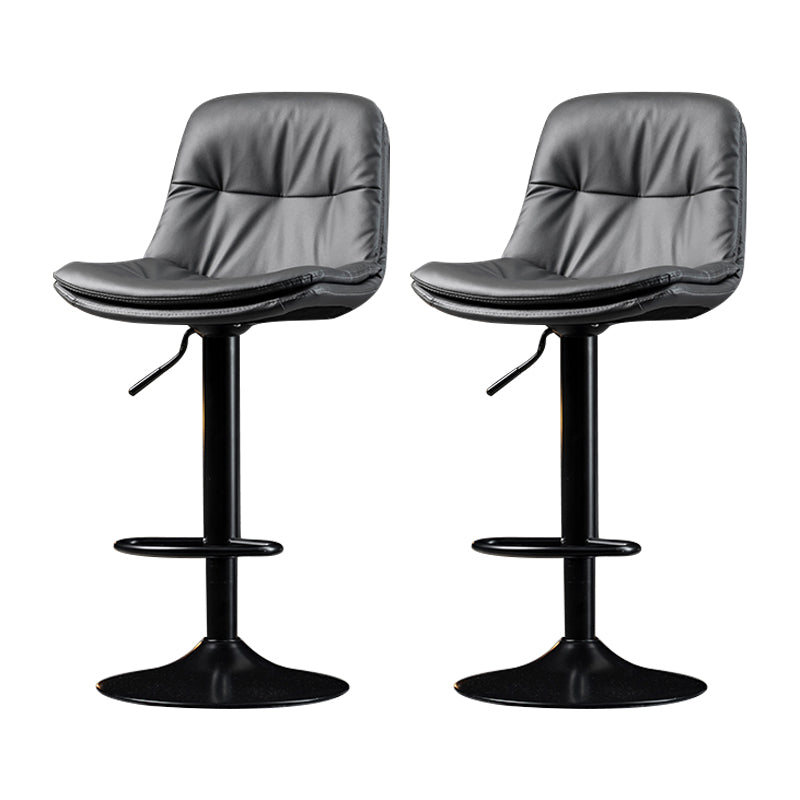 Indoor Adjustable Swivel Bar Stool Bucket Footrest Backrest Counter Stool Dark Gray Silver 2 Piece Set Clearhalo 'Bar Furniture' 'Bar Stools' 'bar_stools' 'furn' 'furn_bar_stools' 'furniture_bar_stools' 'Kitchen & Dining Furniture' 'kitchen&dining_furn' 'kitchen' 'kitchen_furn' Furniture' 4374480