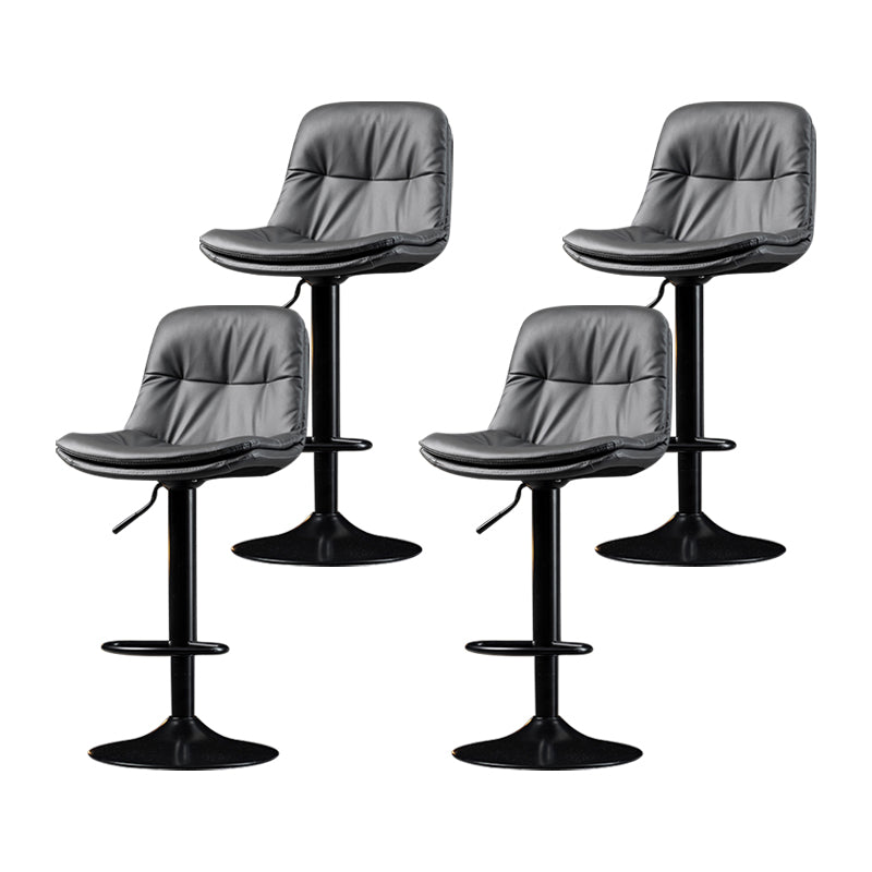 Indoor Adjustable Swivel Bar Stool Bucket Footrest Backrest Counter Stool Dark Gray Black 4 Piece Set Clearhalo 'Bar Furniture' 'Bar Stools' 'bar_stools' 'furn' 'furn_bar_stools' 'furniture_bar_stools' 'Kitchen & Dining Furniture' 'kitchen&dining_furn' 'kitchen' 'kitchen_furn' Furniture' 4374481