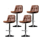 Indoor Adjustable Swivel Bar Stool Bucket Footrest Backrest Counter Stool Brown Silver 4 Piece Set Clearhalo 'Bar Furniture' 'Bar Stools' 'bar_stools' 'furn' 'furn_bar_stools' 'furniture_bar_stools' 'Kitchen & Dining Furniture' 'kitchen&dining_furn' 'kitchen' 'kitchen_furn' Furniture' 4374484