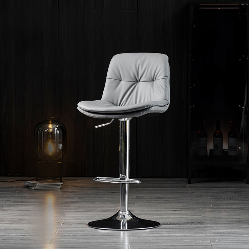 Indoor Adjustable Swivel Bar Stool Bucket Footrest Backrest Counter Stool Light Gray Silver 1 Piece Clearhalo 'Bar Furniture' 'Bar Stools' 'bar_stools' 'furn' 'furn_bar_stools' 'furniture_bar_stools' 'Kitchen & Dining Furniture' 'kitchen&dining_furn' 'kitchen' 'kitchen_furn' Furniture' 4374488_1b9849c6-8d92-4866-8388-0b94c506b3b3