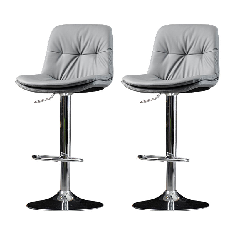 Indoor Adjustable Swivel Bar Stool Bucket Footrest Backrest Counter Stool Light Gray Silver 2 Piece Set Clearhalo 'Bar Furniture' 'Bar Stools' 'bar_stools' 'furn' 'furn_bar_stools' 'furniture_bar_stools' 'Kitchen & Dining Furniture' 'kitchen&dining_furn' 'kitchen' 'kitchen_furn' Furniture' 4374489