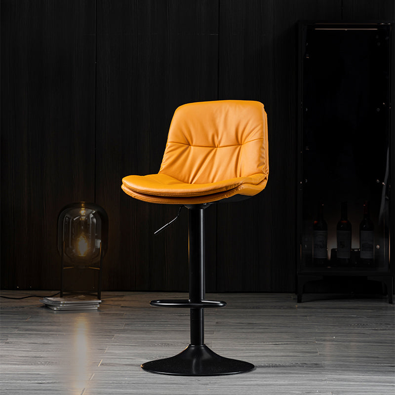 Indoor Adjustable Swivel Bar Stool Bucket Footrest Backrest Counter Stool Yellow Black 1 Piece Clearhalo 'Bar Furniture' 'Bar Stools' 'bar_stools' 'furn' 'furn_bar_stools' 'furniture_bar_stools' 'Kitchen & Dining Furniture' 'kitchen&dining_furn' 'kitchen' 'kitchen_furn' Furniture' 4374491