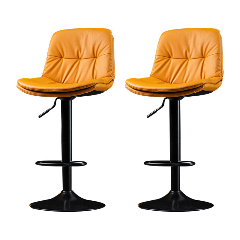 Indoor Adjustable Swivel Bar Stool Bucket Footrest Backrest Counter Stool Yellow Black 2 Piece Set Clearhalo 'Bar Furniture' 'Bar Stools' 'bar_stools' 'furn' 'furn_bar_stools' 'furniture_bar_stools' 'Kitchen & Dining Furniture' 'kitchen&dining_furn' 'kitchen' 'kitchen_furn' Furniture' 4374492