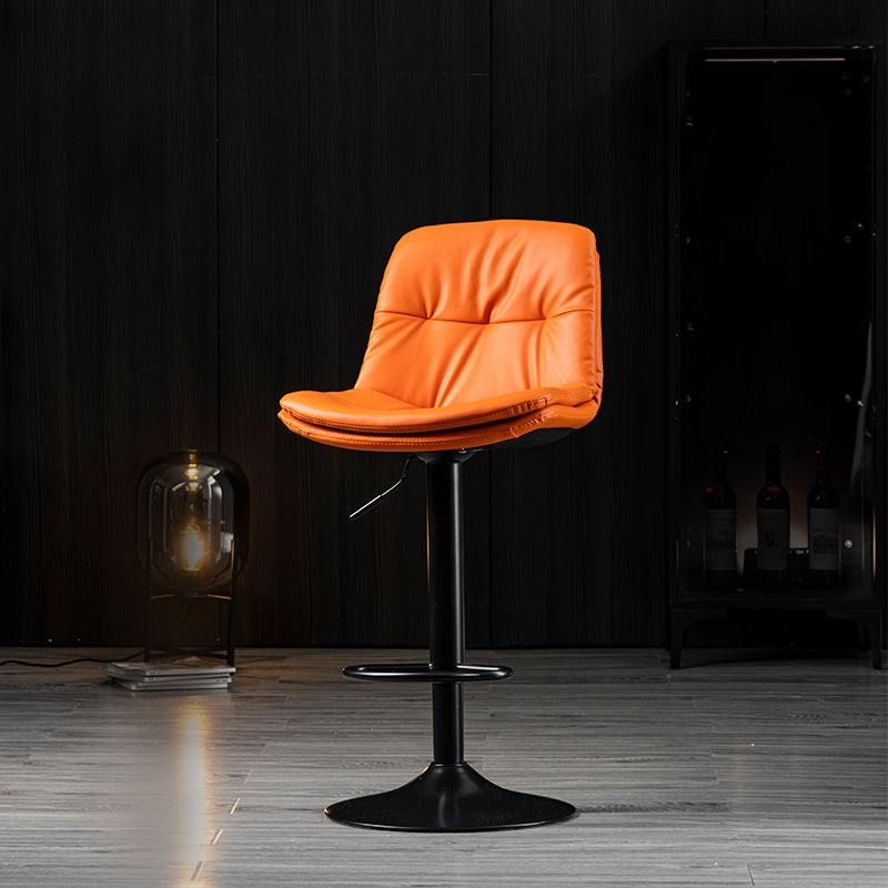 Indoor Adjustable Swivel Bar Stool Bucket Footrest Backrest Counter Stool Orange Black 1 Piece Clearhalo 'Bar Furniture' 'Bar Stools' 'bar_stools' 'furn' 'furn_bar_stools' 'furniture_bar_stools' 'Kitchen & Dining Furniture' 'kitchen&dining_furn' 'kitchen' 'kitchen_furn' Furniture' 4374494