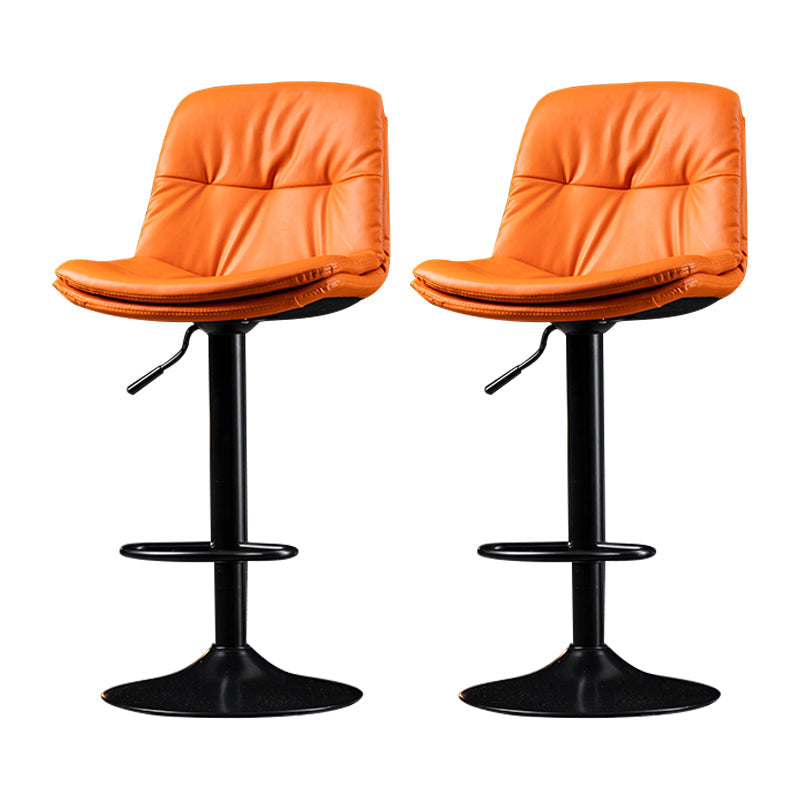 Indoor Adjustable Swivel Bar Stool Bucket Footrest Backrest Counter Stool Orange Black 2 Piece Set Clearhalo 'Bar Furniture' 'Bar Stools' 'bar_stools' 'furn' 'furn_bar_stools' 'furniture_bar_stools' 'Kitchen & Dining Furniture' 'kitchen&dining_furn' 'kitchen' 'kitchen_furn' Furniture' 4374495