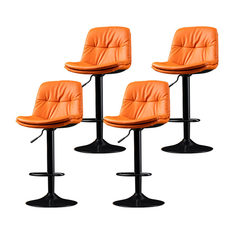 Indoor Adjustable Swivel Bar Stool Bucket Footrest Backrest Counter Stool Orange Black 4 Piece Set Clearhalo 'Bar Furniture' 'Bar Stools' 'bar_stools' 'furn' 'furn_bar_stools' 'furniture_bar_stools' 'Kitchen & Dining Furniture' 'kitchen&dining_furn' 'kitchen' 'kitchen_furn' Furniture' 4374496
