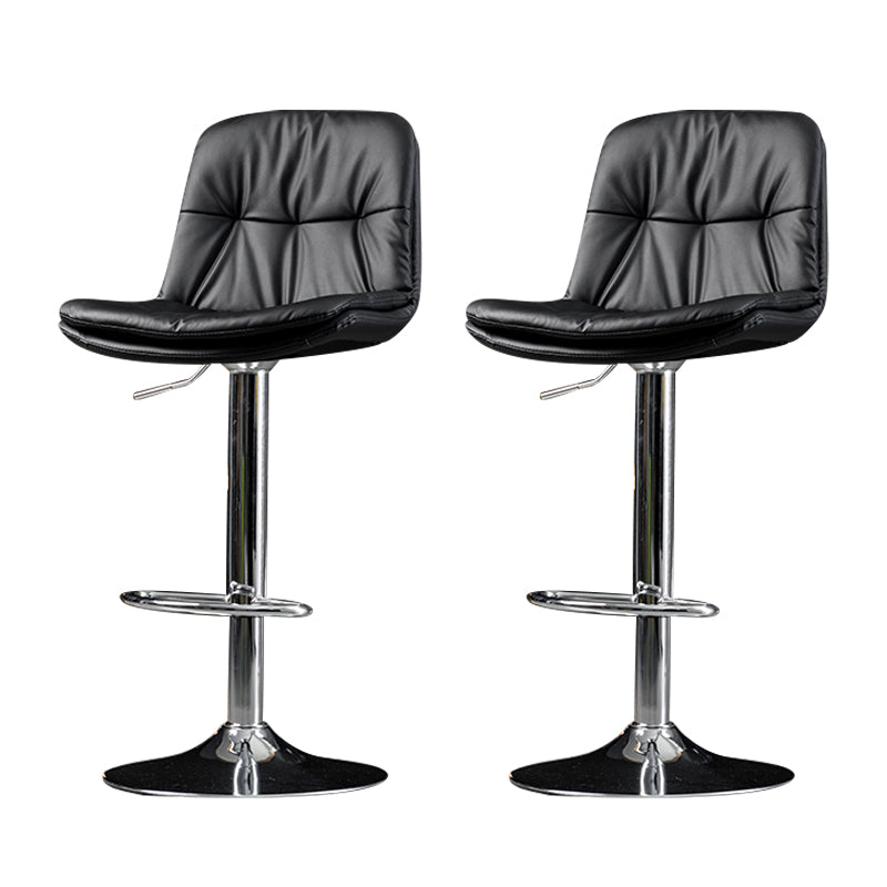Indoor Adjustable Swivel Bar Stool Bucket Footrest Backrest Counter Stool Black Silver 2 Piece Set Clearhalo 'Bar Furniture' 'Bar Stools' 'bar_stools' 'furn' 'furn_bar_stools' 'furniture_bar_stools' 'Kitchen & Dining Furniture' 'kitchen&dining_furn' 'kitchen' 'kitchen_furn' Furniture' 4374501