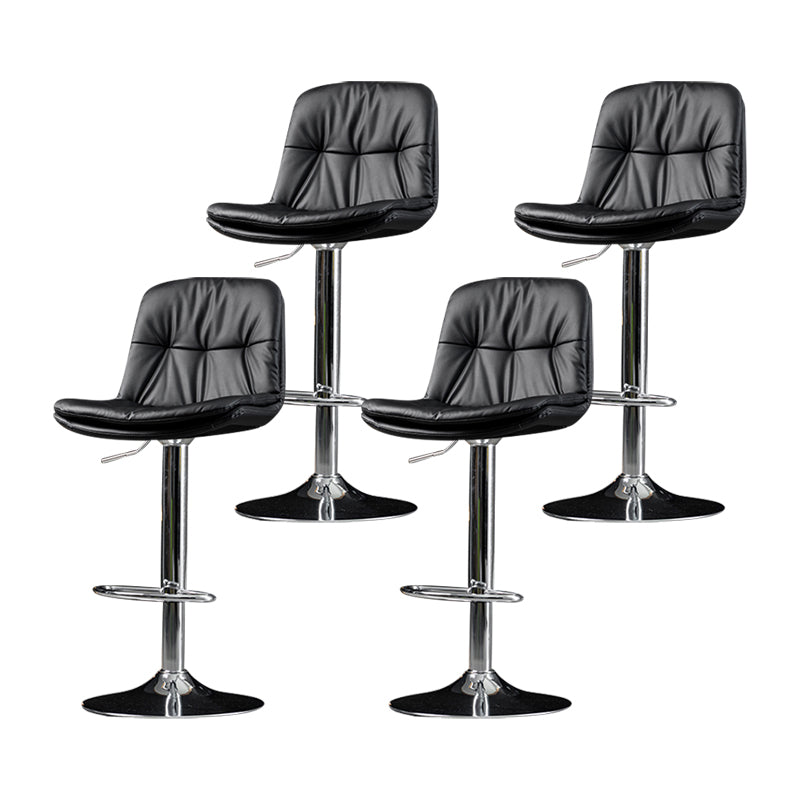 Indoor Adjustable Swivel Bar Stool Bucket Footrest Backrest Counter Stool Black Silver 4 Piece Set Clearhalo 'Bar Furniture' 'Bar Stools' 'bar_stools' 'furn' 'furn_bar_stools' 'furniture_bar_stools' 'Kitchen & Dining Furniture' 'kitchen&dining_furn' 'kitchen' 'kitchen_furn' Furniture' 4374502