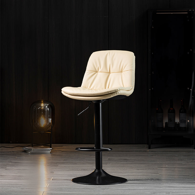 Indoor Adjustable Swivel Bar Stool Bucket Footrest Backrest Counter Stool Off-White Black 1 Piece Clearhalo 'Bar Furniture' 'Bar Stools' 'bar_stools' 'furn' 'furn_bar_stools' 'furniture_bar_stools' 'Kitchen & Dining Furniture' 'kitchen&dining_furn' 'kitchen' 'kitchen_furn' Furniture' 4374503