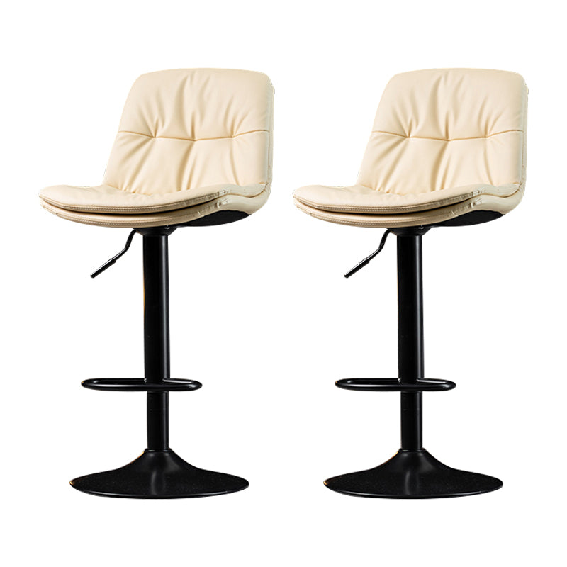 Indoor Adjustable Swivel Bar Stool Bucket Footrest Backrest Counter Stool Off-White Black 2 Piece Set Clearhalo 'Bar Furniture' 'Bar Stools' 'bar_stools' 'furn' 'furn_bar_stools' 'furniture_bar_stools' 'Kitchen & Dining Furniture' 'kitchen&dining_furn' 'kitchen' 'kitchen_furn' Furniture' 4374504