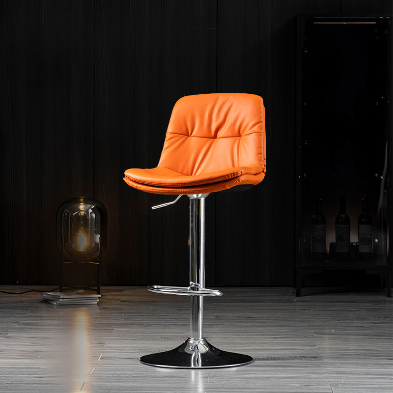 Indoor Adjustable Swivel Bar Stool Bucket Footrest Backrest Counter Stool Orange Silver 1 Piece Clearhalo 'Bar Furniture' 'Bar Stools' 'bar_stools' 'furn' 'furn_bar_stools' 'furniture_bar_stools' 'Kitchen & Dining Furniture' 'kitchen&dining_furn' 'kitchen' 'kitchen_furn' Furniture' 4374506