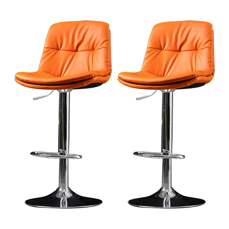 Indoor Adjustable Swivel Bar Stool Bucket Footrest Backrest Counter Stool Orange Silver 2 Piece Set Clearhalo 'Bar Furniture' 'Bar Stools' 'bar_stools' 'furn' 'furn_bar_stools' 'furniture_bar_stools' 'Kitchen & Dining Furniture' 'kitchen&dining_furn' 'kitchen' 'kitchen_furn' Furniture' 4374507
