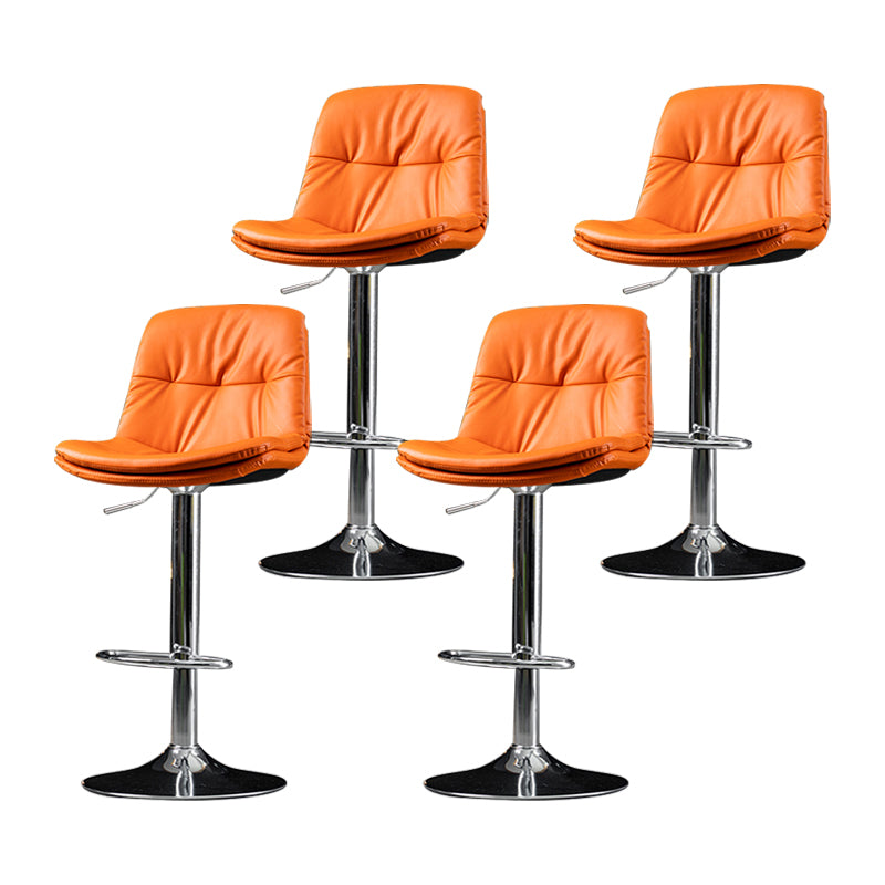 Indoor Adjustable Swivel Bar Stool Bucket Footrest Backrest Counter Stool Orange Silver 4 Piece Set Clearhalo 'Bar Furniture' 'Bar Stools' 'bar_stools' 'furn' 'furn_bar_stools' 'furniture_bar_stools' 'Kitchen & Dining Furniture' 'kitchen&dining_furn' 'kitchen' 'kitchen_furn' Furniture' 4374508