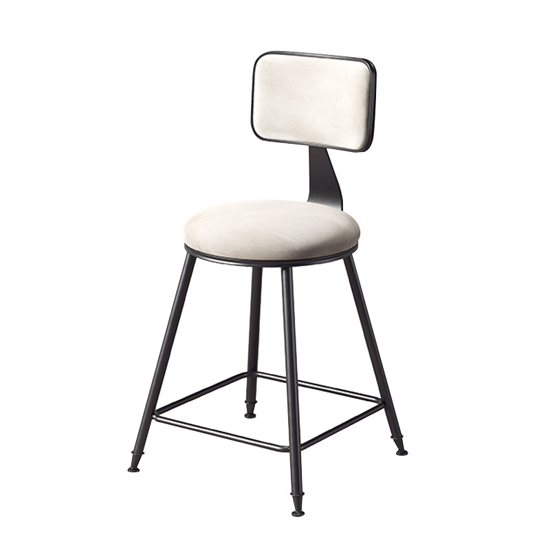 Contemporary Counter Bar Stool Backrest Velvet Bar Stool with Footrest, Iron Base Beige 1 Piece Short Stool(18"H) Clearhalo 'Bar Furniture' 'Bar Stools' 'bar_stools' 'furn' 'furn_bar_stools' 'furniture_bar_stools' 'Kitchen & Dining Furniture' 'kitchen&dining_furn' 'kitchen' 'kitchen_furn' Furniture' 4374523
