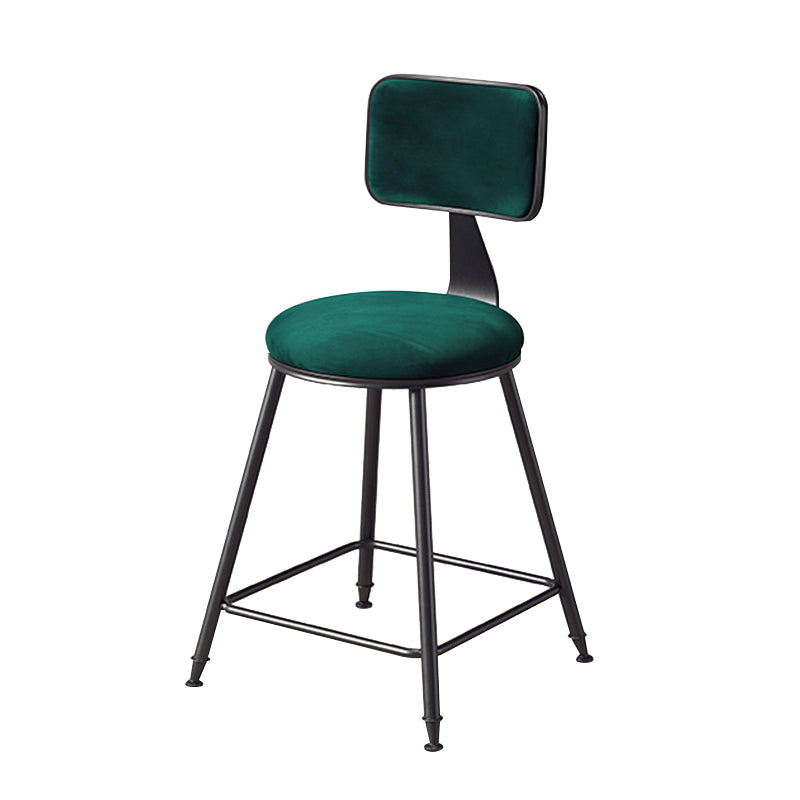 Contemporary Counter Bar Stool Backrest Velvet Bar Stool with Footrest, Iron Base Green 1 Piece Short Stool(18"H) Clearhalo 'Bar Furniture' 'Bar Stools' 'bar_stools' 'furn' 'furn_bar_stools' 'furniture_bar_stools' 'Kitchen & Dining Furniture' 'kitchen&dining_furn' 'kitchen' 'kitchen_furn' Furniture' 4374524