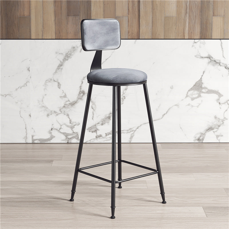 Contemporary Counter Bar Stool Backrest Velvet Bar Stool with Footrest, Iron Base Clearhalo 'Bar Furniture' 'Bar Stools' 'bar_stools' 'furn' 'furn_bar_stools' 'furniture_bar_stools' 'Kitchen & Dining Furniture' 'kitchen&dining_furn' 'kitchen' 'kitchen_furn' Furniture' 4374525