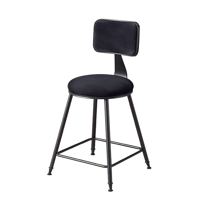 Contemporary Counter Bar Stool Backrest Velvet Bar Stool with Footrest, Iron Base Black 1 Piece Short Stool(18"H) Clearhalo 'Bar Furniture' 'Bar Stools' 'bar_stools' 'furn' 'furn_bar_stools' 'furniture_bar_stools' 'Kitchen & Dining Furniture' 'kitchen&dining_furn' 'kitchen' 'kitchen_furn' Furniture' 4374526