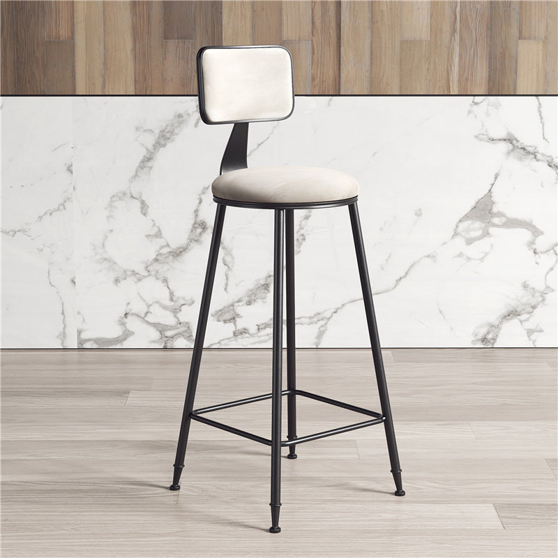 Contemporary Counter Bar Stool Backrest Velvet Bar Stool with Footrest, Iron Base Clearhalo 'Bar Furniture' 'Bar Stools' 'bar_stools' 'furn' 'furn_bar_stools' 'furniture_bar_stools' 'Kitchen & Dining Furniture' 'kitchen&dining_furn' 'kitchen' 'kitchen_furn' Furniture' 4374527