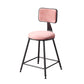 Contemporary Counter Bar Stool Backrest Velvet Bar Stool with Footrest, Iron Base Pink 1 Piece Short Stool(18"H) Clearhalo 'Bar Furniture' 'Bar Stools' 'bar_stools' 'furn' 'furn_bar_stools' 'furniture_bar_stools' 'Kitchen & Dining Furniture' 'kitchen&dining_furn' 'kitchen' 'kitchen_furn' Furniture' 4374528