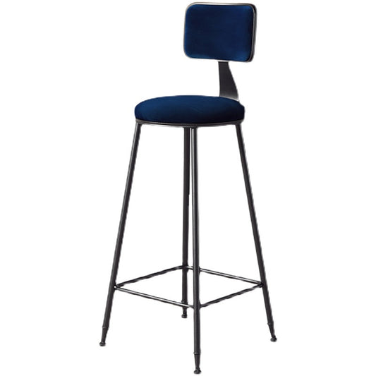 Contemporary Counter Bar Stool Backrest Velvet Bar Stool with Footrest, Iron Base Clearhalo 'Bar Furniture' 'Bar Stools' 'bar_stools' 'furn' 'furn_bar_stools' 'furniture_bar_stools' 'Kitchen & Dining Furniture' 'kitchen&dining_furn' 'kitchen' 'kitchen_furn' Furniture' 4374531