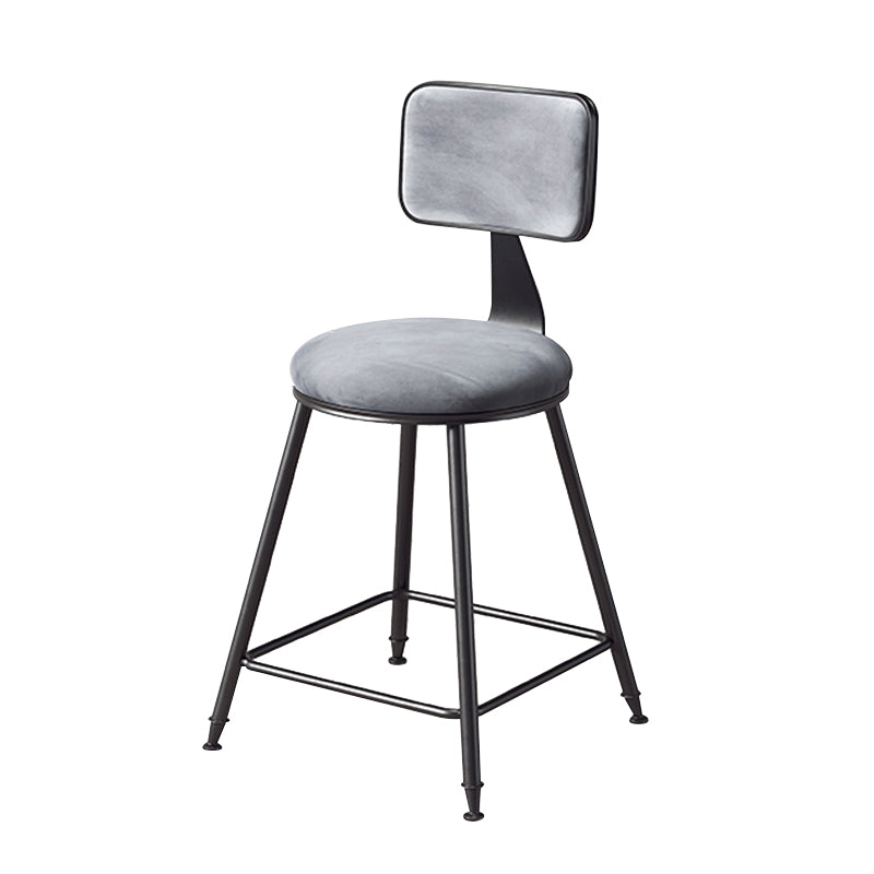 Contemporary Counter Bar Stool Backrest Velvet Bar Stool with Footrest, Iron Base Gray 1 Piece Short Stool(18"H) Clearhalo 'Bar Furniture' 'Bar Stools' 'bar_stools' 'furn' 'furn_bar_stools' 'furniture_bar_stools' 'Kitchen & Dining Furniture' 'kitchen&dining_furn' 'kitchen' 'kitchen_furn' Furniture' 4374532