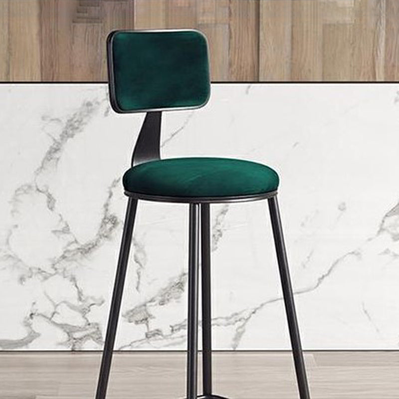 Contemporary Counter Bar Stool Backrest Velvet Bar Stool with Footrest, Iron Base Clearhalo 'Bar Furniture' 'Bar Stools' 'bar_stools' 'furn' 'furn_bar_stools' 'furniture_bar_stools' 'Kitchen & Dining Furniture' 'kitchen&dining_furn' 'kitchen' 'kitchen_furn' Furniture' 4374533
