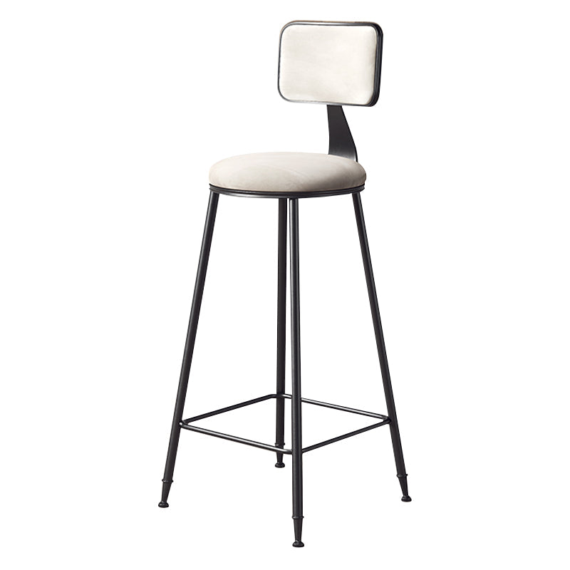 Contemporary Counter Bar Stool Backrest Velvet Bar Stool with Footrest, Iron Base Beige 1 Piece Clearhalo 'Bar Furniture' 'Bar Stools' 'bar_stools' 'furn' 'furn_bar_stools' 'furniture_bar_stools' 'Kitchen & Dining Furniture' 'kitchen&dining_furn' 'kitchen' 'kitchen_furn' Furniture' 4374535