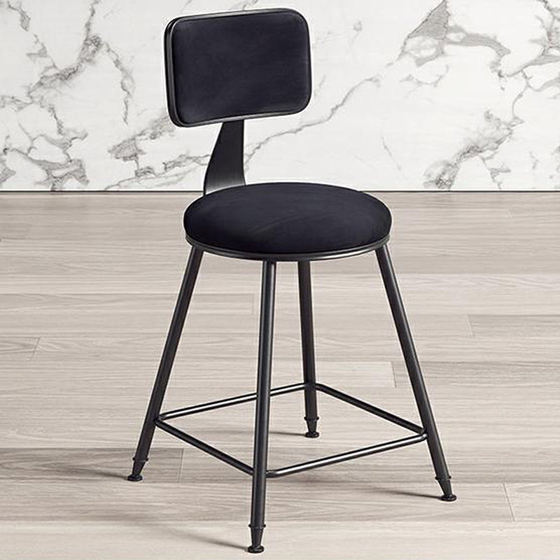 Contemporary Counter Bar Stool Backrest Velvet Bar Stool with Footrest, Iron Base Clearhalo 'Bar Furniture' 'Bar Stools' 'bar_stools' 'furn' 'furn_bar_stools' 'furniture_bar_stools' 'Kitchen & Dining Furniture' 'kitchen&dining_furn' 'kitchen' 'kitchen_furn' Furniture' 4374536