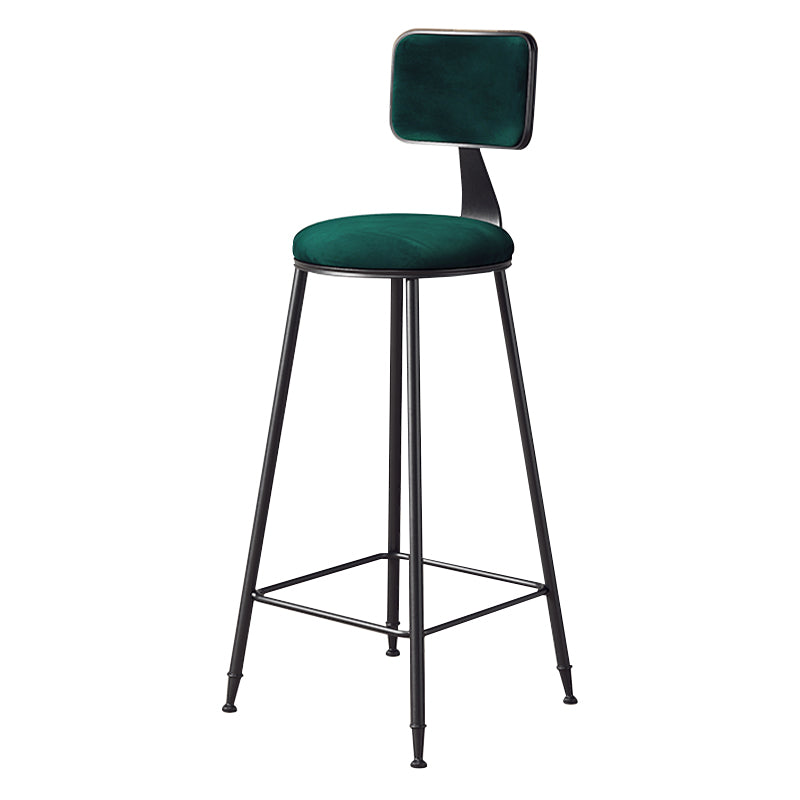 Contemporary Counter Bar Stool Backrest Velvet Bar Stool with Footrest, Iron Base Green 1 Piece Clearhalo 'Bar Furniture' 'Bar Stools' 'bar_stools' 'furn' 'furn_bar_stools' 'furniture_bar_stools' 'Kitchen & Dining Furniture' 'kitchen&dining_furn' 'kitchen' 'kitchen_furn' Furniture' 4374537