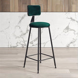 Contemporary Counter Bar Stool Backrest Velvet Bar Stool with Footrest, Iron Base Clearhalo 'Bar Furniture' 'Bar Stools' 'bar_stools' 'furn' 'furn_bar_stools' 'furniture_bar_stools' 'Kitchen & Dining Furniture' 'kitchen&dining_furn' 'kitchen' 'kitchen_furn' Furniture' 4374538
