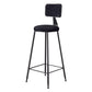Contemporary Counter Bar Stool Backrest Velvet Bar Stool with Footrest, Iron Base Black 1 Piece Clearhalo 'Bar Furniture' 'Bar Stools' 'bar_stools' 'furn' 'furn_bar_stools' 'furniture_bar_stools' 'Kitchen & Dining Furniture' 'kitchen&dining_furn' 'kitchen' 'kitchen_furn' Furniture' 4374539