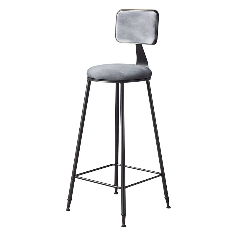 Contemporary Counter Bar Stool Backrest Velvet Bar Stool with Footrest, Iron Base Gray 1 Piece Clearhalo 'Bar Furniture' 'Bar Stools' 'bar_stools' 'furn' 'furn_bar_stools' 'furniture_bar_stools' 'Kitchen & Dining Furniture' 'kitchen&dining_furn' 'kitchen' 'kitchen_furn' Furniture' 4374542