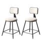 Contemporary Counter Bar Stool Backrest Velvet Bar Stool with Footrest, Iron Base Beige 2 Piece Set Short Stool(18"H) Clearhalo 'Bar Furniture' 'Bar Stools' 'bar_stools' 'furn' 'furn_bar_stools' 'furniture_bar_stools' 'Kitchen & Dining Furniture' 'kitchen&dining_furn' 'kitchen' 'kitchen_furn' Furniture' 4374543