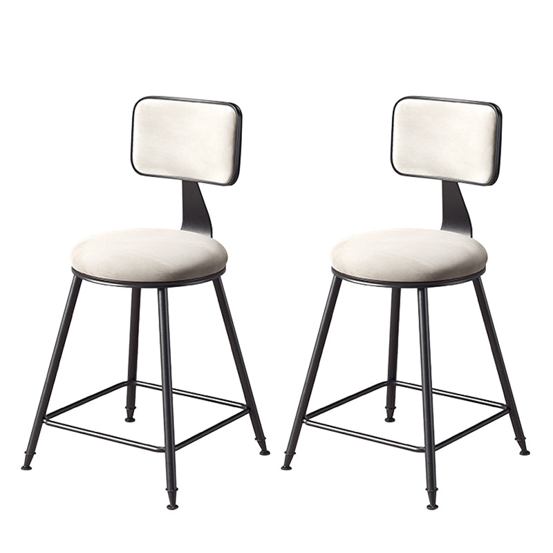 Contemporary Counter Bar Stool Backrest Velvet Bar Stool with Footrest, Iron Base Beige 2 Piece Set Short Stool(18"H) Clearhalo 'Bar Furniture' 'Bar Stools' 'bar_stools' 'furn' 'furn_bar_stools' 'furniture_bar_stools' 'Kitchen & Dining Furniture' 'kitchen&dining_furn' 'kitchen' 'kitchen_furn' Furniture' 4374543
