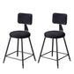 Contemporary Counter Bar Stool Backrest Velvet Bar Stool with Footrest, Iron Base Black 2 Piece Set Short Stool(18"H) Clearhalo 'Bar Furniture' 'Bar Stools' 'bar_stools' 'furn' 'furn_bar_stools' 'furniture_bar_stools' 'Kitchen & Dining Furniture' 'kitchen&dining_furn' 'kitchen' 'kitchen_furn' Furniture' 4374545