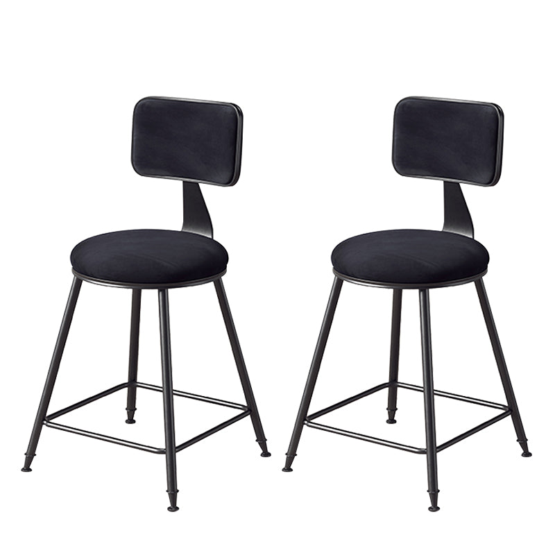 Contemporary Counter Bar Stool Backrest Velvet Bar Stool with Footrest, Iron Base Black 2 Piece Set Short Stool(18"H) Clearhalo 'Bar Furniture' 'Bar Stools' 'bar_stools' 'furn' 'furn_bar_stools' 'furniture_bar_stools' 'Kitchen & Dining Furniture' 'kitchen&dining_furn' 'kitchen' 'kitchen_furn' Furniture' 4374545
