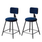 Contemporary Counter Bar Stool Backrest Velvet Bar Stool with Footrest, Iron Base Blue 2 Piece Set Short Stool(18"H) Clearhalo 'Bar Furniture' 'Bar Stools' 'bar_stools' 'furn' 'furn_bar_stools' 'furniture_bar_stools' 'Kitchen & Dining Furniture' 'kitchen&dining_furn' 'kitchen' 'kitchen_furn' Furniture' 4374547