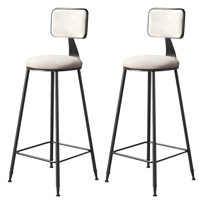 Contemporary Counter Bar Stool Backrest Velvet Bar Stool with Footrest, Iron Base Beige 2 Piece Set Clearhalo 'Bar Furniture' 'Bar Stools' 'bar_stools' 'furn' 'furn_bar_stools' 'furniture_bar_stools' 'Kitchen & Dining Furniture' 'kitchen&dining_furn' 'kitchen' 'kitchen_furn' Furniture' 4374549