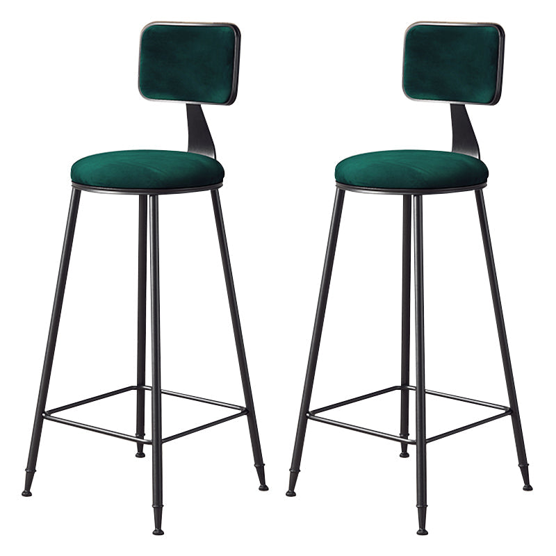 Contemporary Counter Bar Stool Backrest Velvet Bar Stool with Footrest, Iron Base Green 2 Piece Set Clearhalo 'Bar Furniture' 'Bar Stools' 'bar_stools' 'furn' 'furn_bar_stools' 'furniture_bar_stools' 'Kitchen & Dining Furniture' 'kitchen&dining_furn' 'kitchen' 'kitchen_furn' Furniture' 4374550