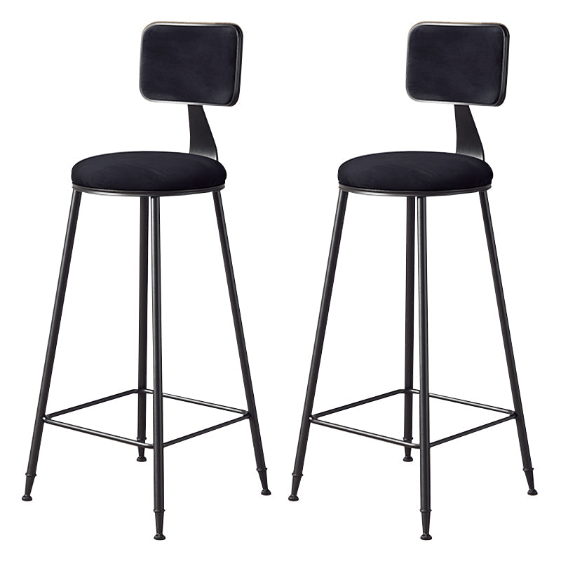 Contemporary Counter Bar Stool Backrest Velvet Bar Stool with Footrest, Iron Base Black 2 Piece Set Clearhalo 'Bar Furniture' 'Bar Stools' 'bar_stools' 'furn' 'furn_bar_stools' 'furniture_bar_stools' 'Kitchen & Dining Furniture' 'kitchen&dining_furn' 'kitchen' 'kitchen_furn' Furniture' 4374551