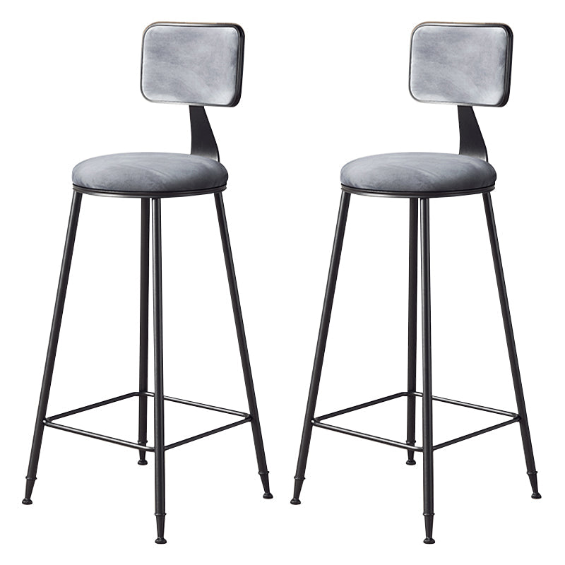 Contemporary Counter Bar Stool Backrest Velvet Bar Stool with Footrest, Iron Base Gray 2 Piece Set Clearhalo 'Bar Furniture' 'Bar Stools' 'bar_stools' 'furn' 'furn_bar_stools' 'furniture_bar_stools' 'Kitchen & Dining Furniture' 'kitchen&dining_furn' 'kitchen' 'kitchen_furn' Furniture' 4374554