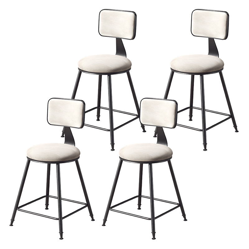 Contemporary Counter Bar Stool Backrest Velvet Bar Stool with Footrest, Iron Base Beige 4 Piece Set Short Stool(18"H) Clearhalo 'Bar Furniture' 'Bar Stools' 'bar_stools' 'furn' 'furn_bar_stools' 'furniture_bar_stools' 'Kitchen & Dining Furniture' 'kitchen&dining_furn' 'kitchen' 'kitchen_furn' Furniture' 4374555