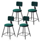 Contemporary Counter Bar Stool Backrest Velvet Bar Stool with Footrest, Iron Base Green 4 Piece Set Short Stool(18"H) Clearhalo 'Bar Furniture' 'Bar Stools' 'bar_stools' 'furn' 'furn_bar_stools' 'furniture_bar_stools' 'Kitchen & Dining Furniture' 'kitchen&dining_furn' 'kitchen' 'kitchen_furn' Furniture' 4374556