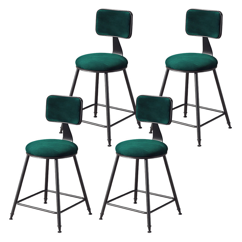 Contemporary Counter Bar Stool Backrest Velvet Bar Stool with Footrest, Iron Base Green 4 Piece Set Short Stool(18"H) Clearhalo 'Bar Furniture' 'Bar Stools' 'bar_stools' 'furn' 'furn_bar_stools' 'furniture_bar_stools' 'Kitchen & Dining Furniture' 'kitchen&dining_furn' 'kitchen' 'kitchen_furn' Furniture' 4374556